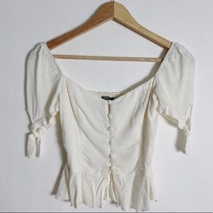 REFORMATION Holland Puff Sleeve Button Front Top